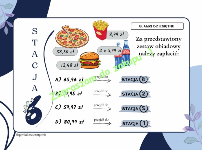 Stacje zadaniowe - ułamki dziesiętne (klasa 5 -6).