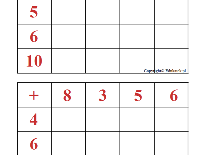 Dodawanie w kratkę – doskonalenie dodawania
