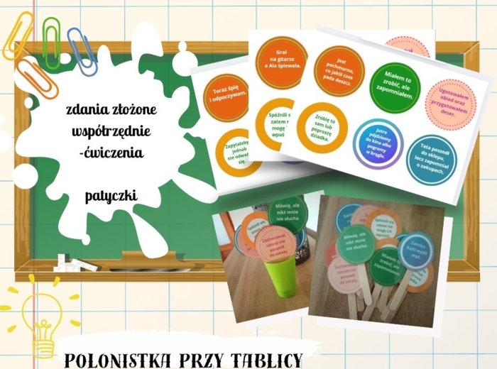 zdania złożone współrzędnie -ćwiczenia patyczki