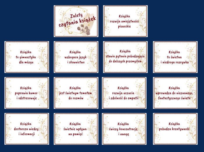 ZALETY CZYTANIA KSIĄŻEK – gazetka – biblioteka – język polski – 14 stron – wersja 3