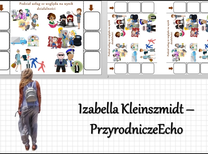 Notatka okienkowa „Rodzaje usług”, „Rodzaje usług. Łączność i transport” w pdf. Geografia 7 dział „Usługi w Polsce”.