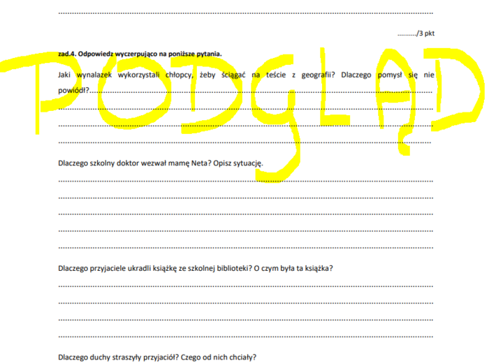 Sprawdzian z lektury Felix, Net i Nika oraz Gang Niewidzialnych Ludzi