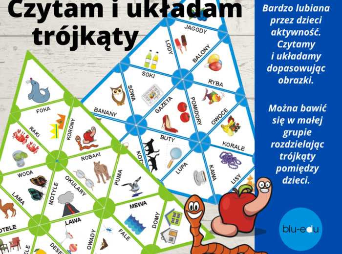 Czytam i układam – trójkąty (układanka niebieska)