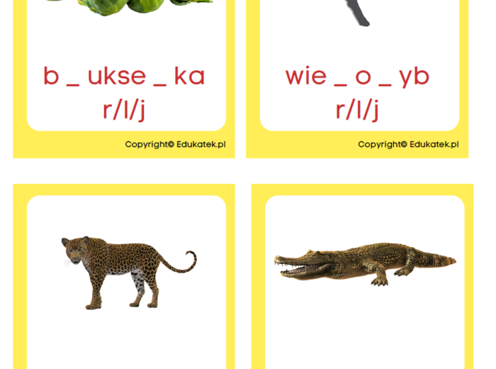 Różnicowanie słuchowe - utrwalanie głosek r, l, j