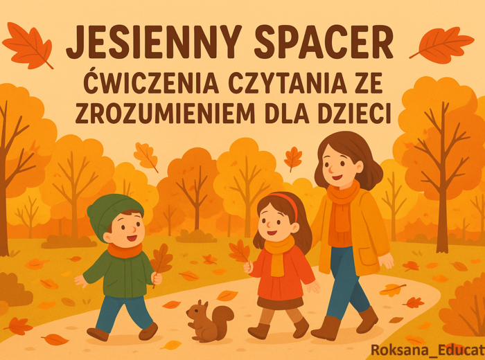 🍂 Jesienny Spacer – Ćwiczenia Czytania ze Zrozumieniem dla Dzieci 🍁