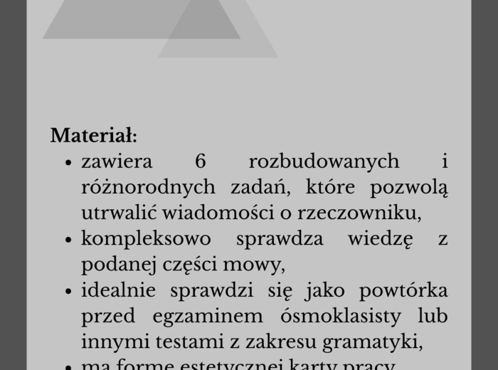 Rzeczownik - ćwiczenia utrwalające