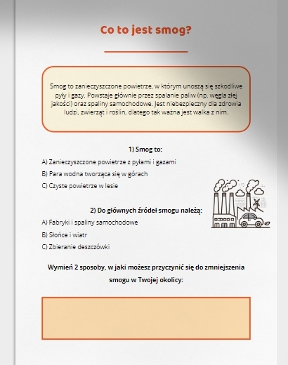 Karty pracy / ćwiczenia. Co to jest smog? Jak segregować śmieci? Poznajemy gatunki chronione. Jak oszczędzać wodę?