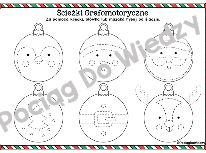 Rysowanie po śladzie - dekorujemy bombki