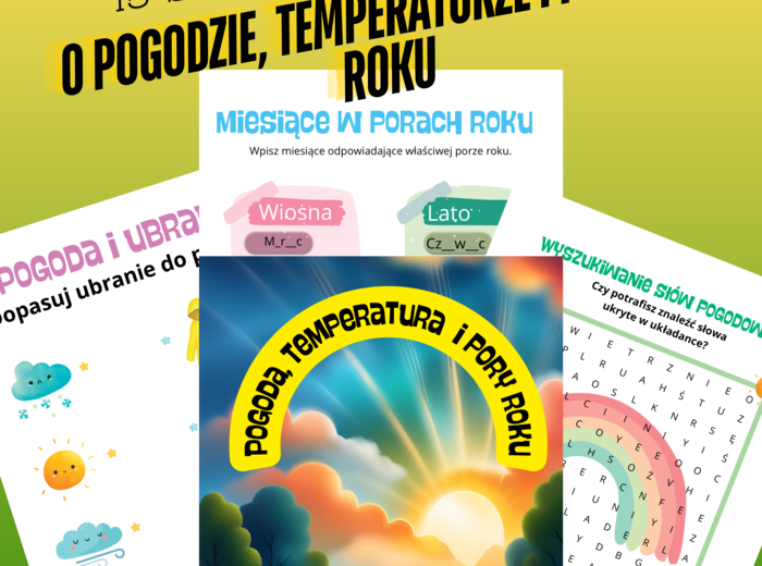 Pogoda, temperatura i pory roku - karty pracy dla klas szkoły podstawowej