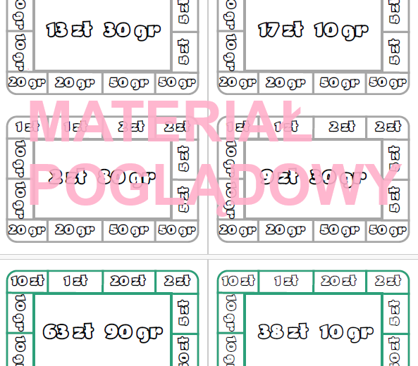 Ćwiczenia utrwalające znajomość jednostek monetarnych (złote i grosze)