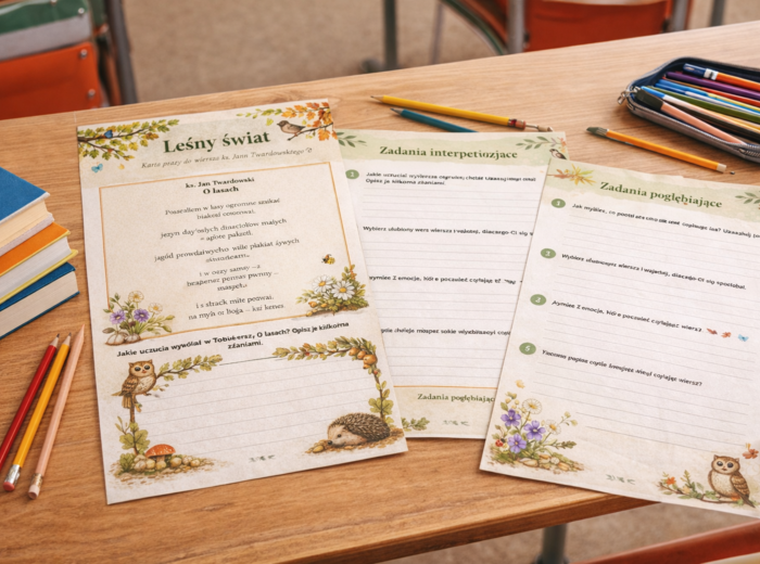 Leśny świat – karta pracy do wiersza ks. Twardowskiego