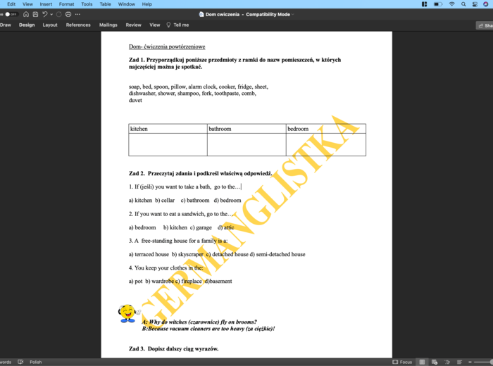 Dom- ćwiczenia powtórzeniowe pod kątem egzaminu ósmoklasisty