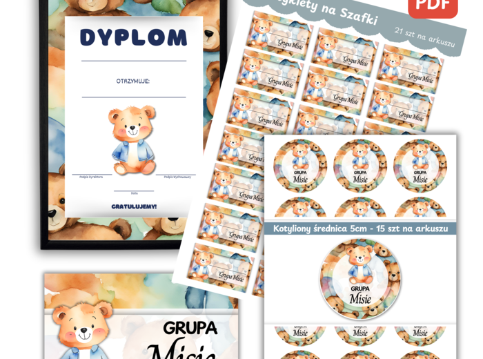 Zestawy grafik do własnego wydruku dla grup przedszkolnych GRUPA MISIE