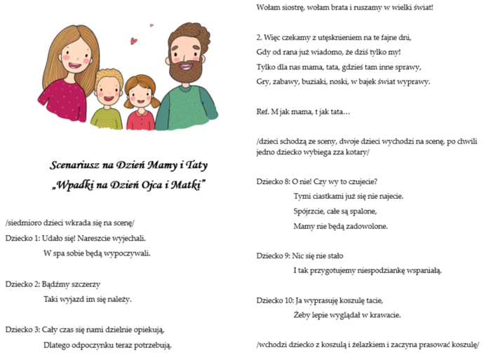 Scenariusz na Dzień Mamy i Taty - "Wpadki na Dzień Ojca i Matki"