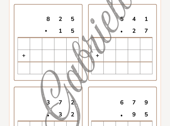 Karta pracy mnożenie pisemne przez liczbę dwucyfrową klasa 4