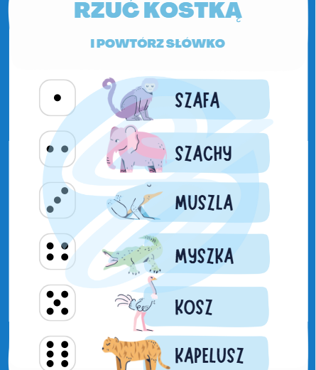 Rzuć kostką i powtórz słówko - Idealna pomoc logopedyczna do terapii głosek szumiących! Logopedia