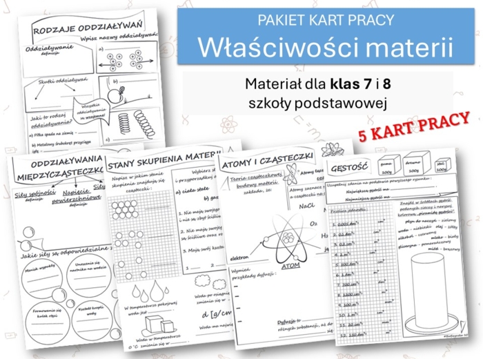 Fizyka 7 i 8. PAKIET KART PRACY. Właściwości materii.