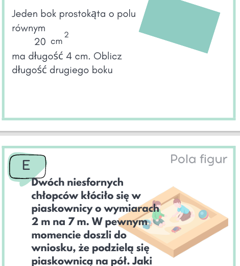 Pola figur płaskich, stacje zadaniowe - klasa 4