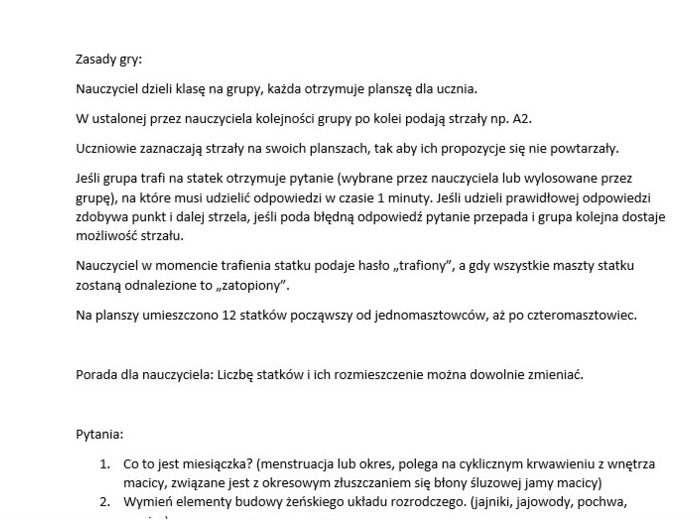 Gra statki - układ rozrodczy