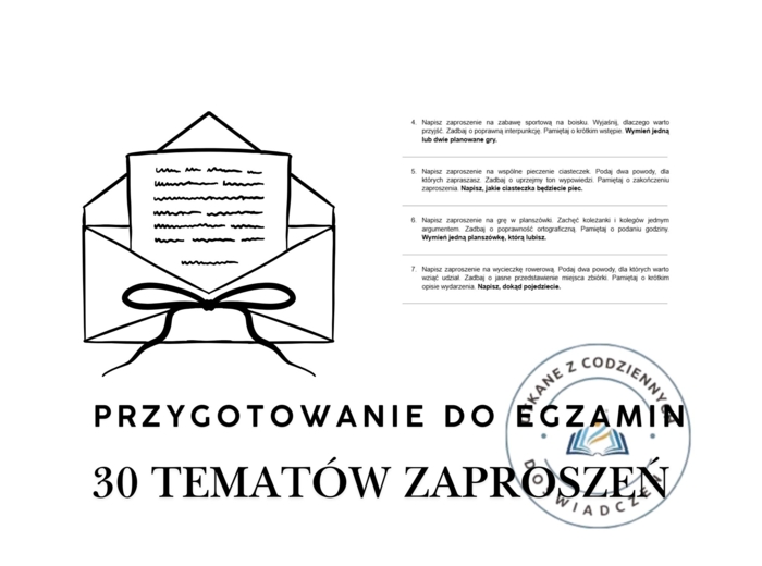30 tematów zaproszeń - przygotowanie do egzaminu