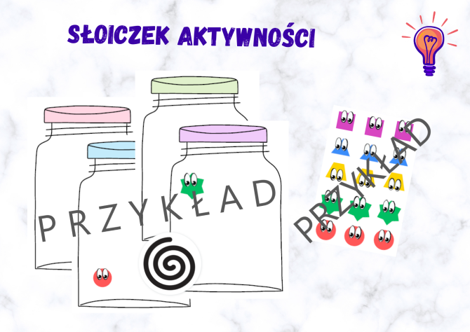 Słoiczek aktywności + kształty wklejki. Motywacja.
