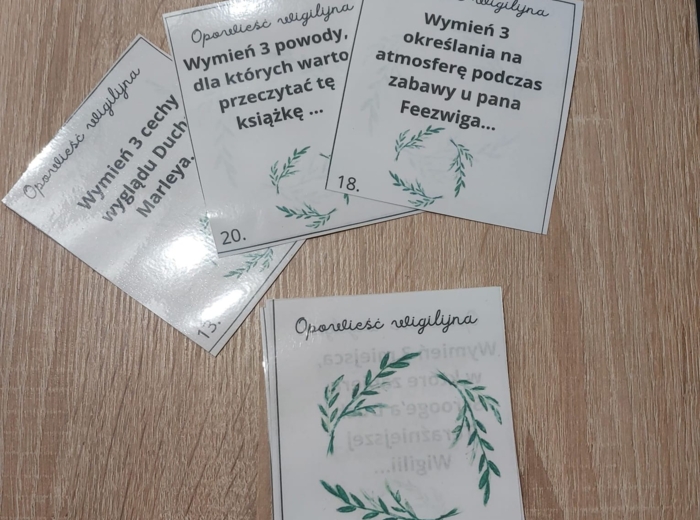 Dydaktyczna gra karciana utrwalająca treść "Opowieści wigilijnej" - ala 5 sekund