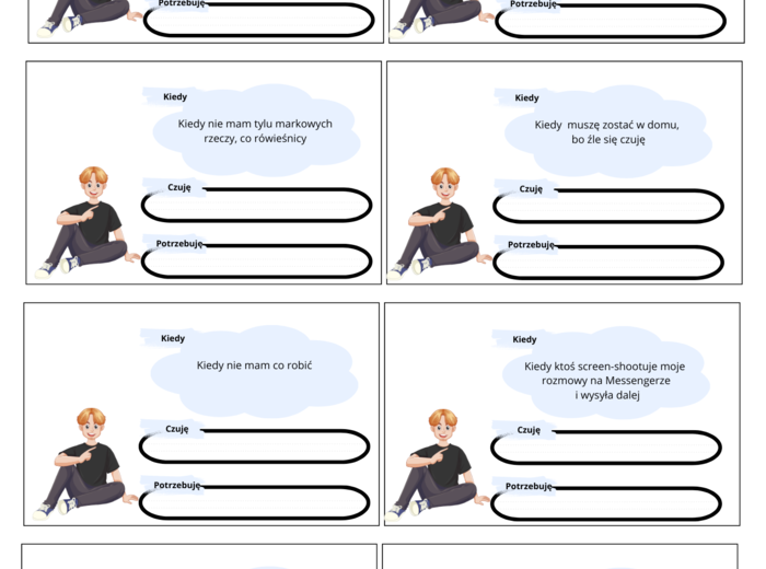 Karty "Kiedy... czuję... potrzebuję". Tus. Rewalidacja.
