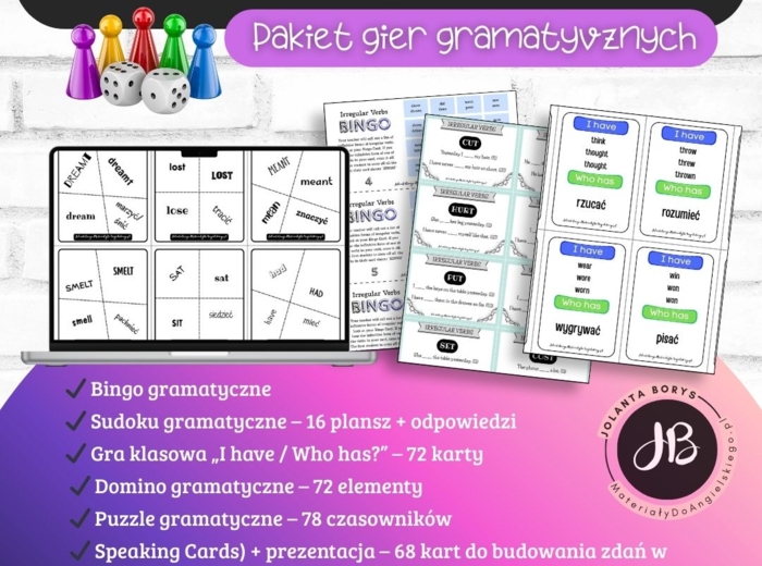 Pakiet gier – Czasowniki nieregularne | Irregular Verbs Games Set