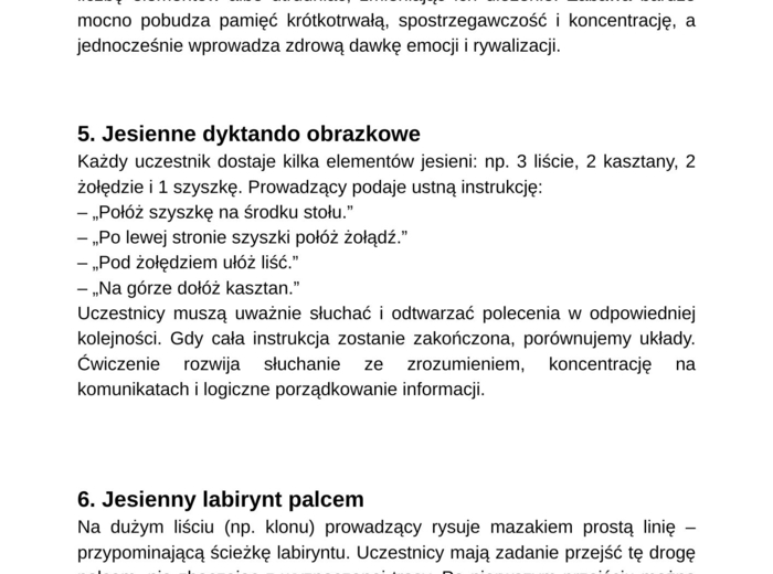 Jesienne ćwiczenia na koncentrację