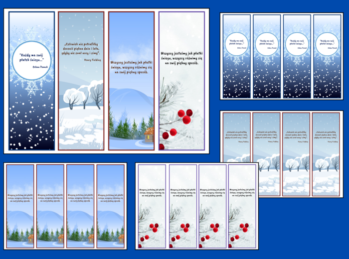 ZIMA – zakładki do książek – zakładka – biblioteka – świetlica – wersja 3