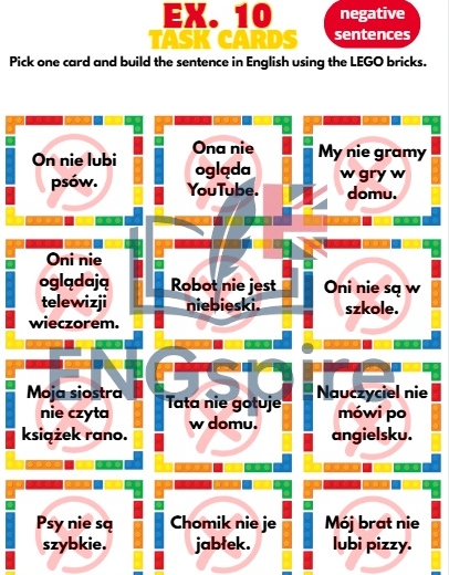 LEGO Grammar Fun – Present Simple, to be i can w formie gry