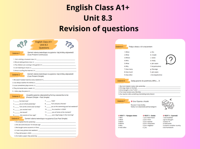 English Class A1+ Unit 8.3 Revision of questions