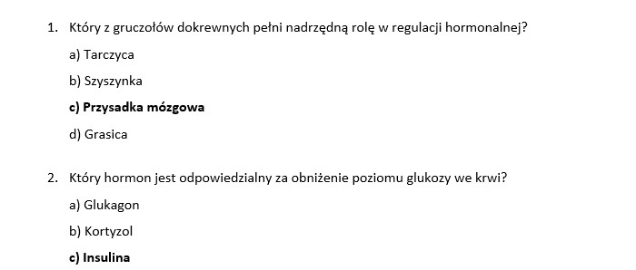 Test- regulacja hormonalna