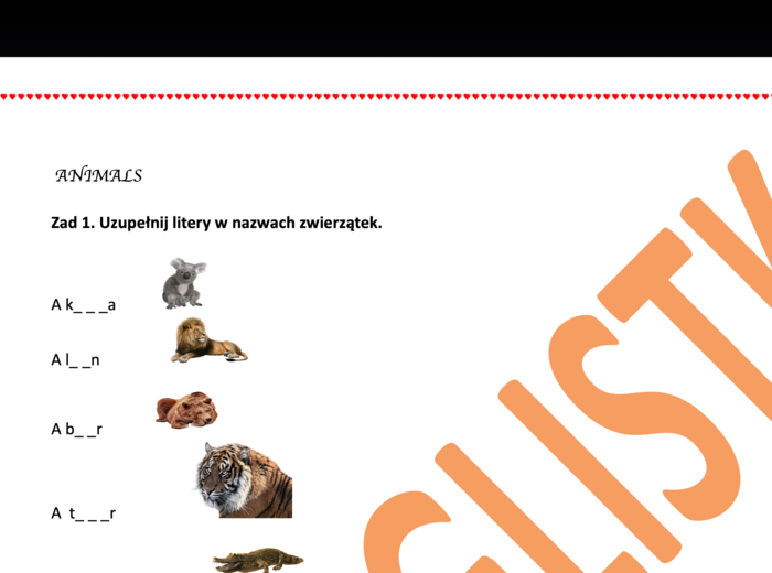 Animals- Zwierzęta 3 ćwiczenia z kluczem