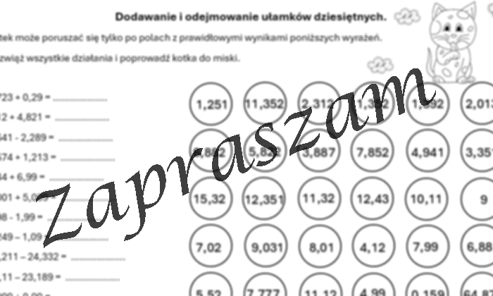 Labirynt - dodawanie i odejmowanie ułamków dziesiętnych.