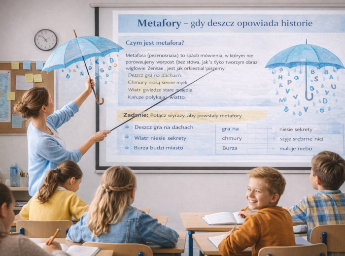 Deszczowe metafory – ćwiczenia z języka polskiego