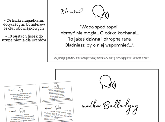 Powtórka z lektur obowiązkowych, fiszki lekturowe, gatunki literackie, egzamin ósmoklasisty