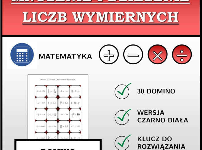 Domino - Mnożenie i dzielenie liczb wymiernych | matematyka