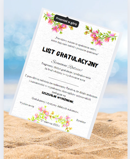 List gratulacyjny (jasny) - gratulacje, koniec roku szkolnego - chłopiec/dziewczynka