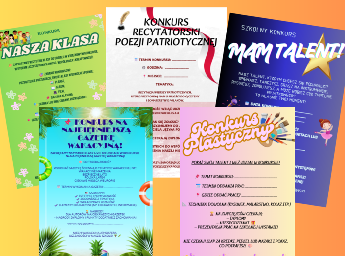📌 Zestaw 10 Wzorów Ogłoszeń Konkursów Szkolnych – Na Każdy Miesiąc Roku Szkolnego!