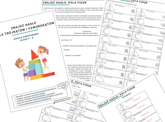 Pola trójkątów i czworokątów: znajdź hasło
