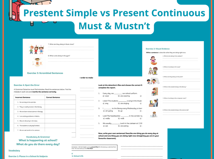 School & School Subjects - Present Cont. vs Present Simple - Must/Mustn't. Brainy 5-  unit 5