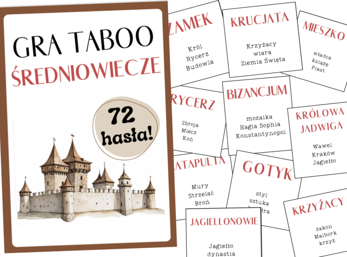 TABOO ŚREDNIOWIECZE– Edukacyjna Gra Słowna dla Nauczycieli, Wychowawców i Rodziców/Zgodne z podstawą programową/GRYWALIZACJA/ZNIŻKA!