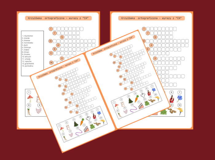 KRZYŻÓWKA obrazkowa – ortografia – CH - ćwiczenia redakcyjne