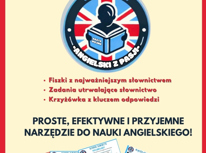Fiszki, Zadania i Krzyżówka: "School Subjects & Places in School"