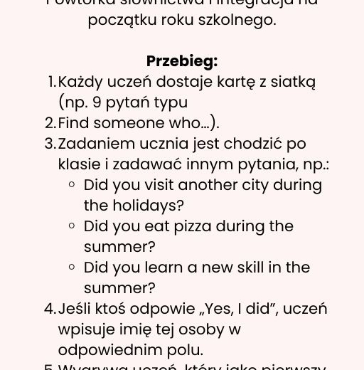 Find someone who- summer edition, gra, zabawa, integracja