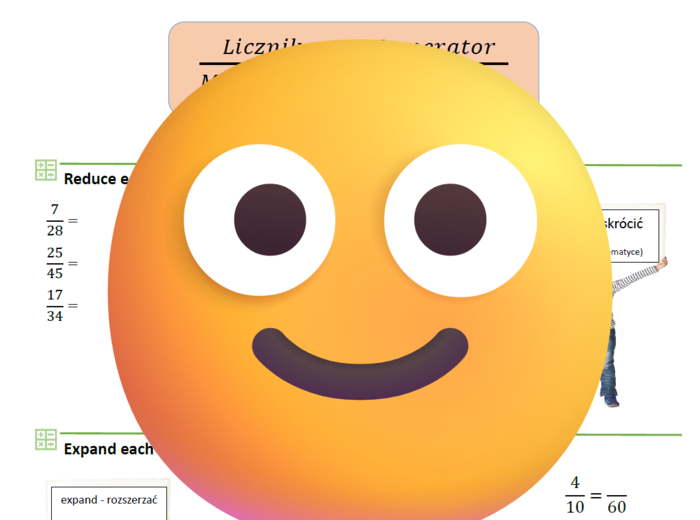 Ułamki zwykłe z elementami języka angielskiego - powtórzenie materiału