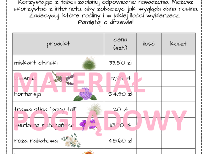 Projekt edukacyjny – klasa 6, 7, 8. Innowacja pedagogiczna. Obliczenia praktyczne. Projekt ogrodu. Geometria