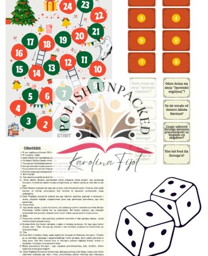 Gra planszowa Opowieść wigilijna, grywalizacja, powtórka przed egzaminem ósmoklasisty