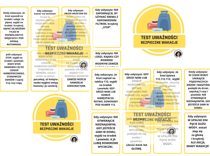 BEZPIECZNE WAKACJE -TEST UWAŻNOŚCI